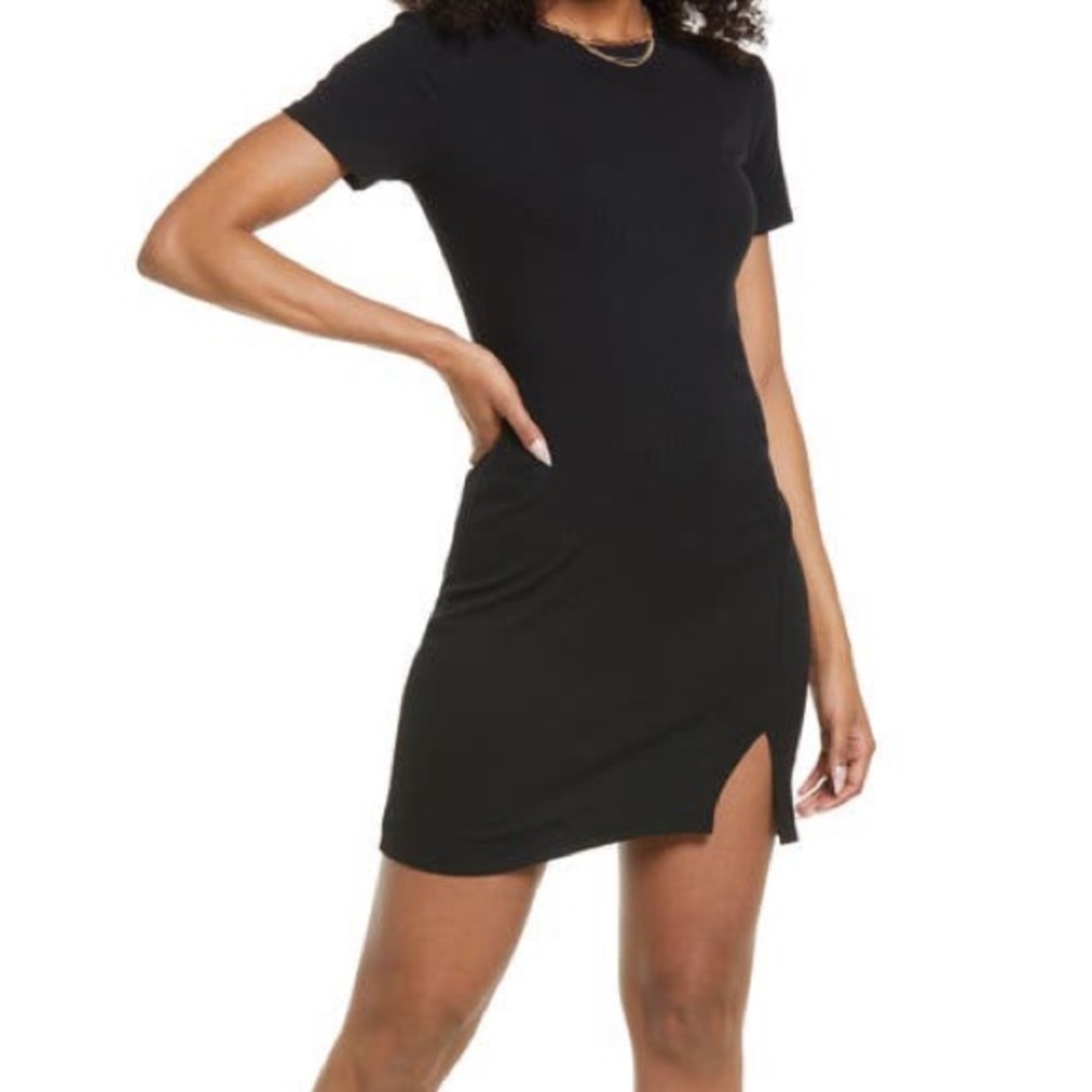Nordstrom front slip rib tshirt dress